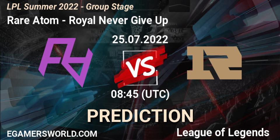 Rare Atom - Royal Never Give Up: прогноз. 25.07.22, LoL, LPL Summer 2022 - Group Stage