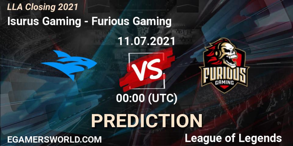 Isurus Gaming - Furious Gaming: прогноз. 11.07.21, LoL, LLA Closing 2021