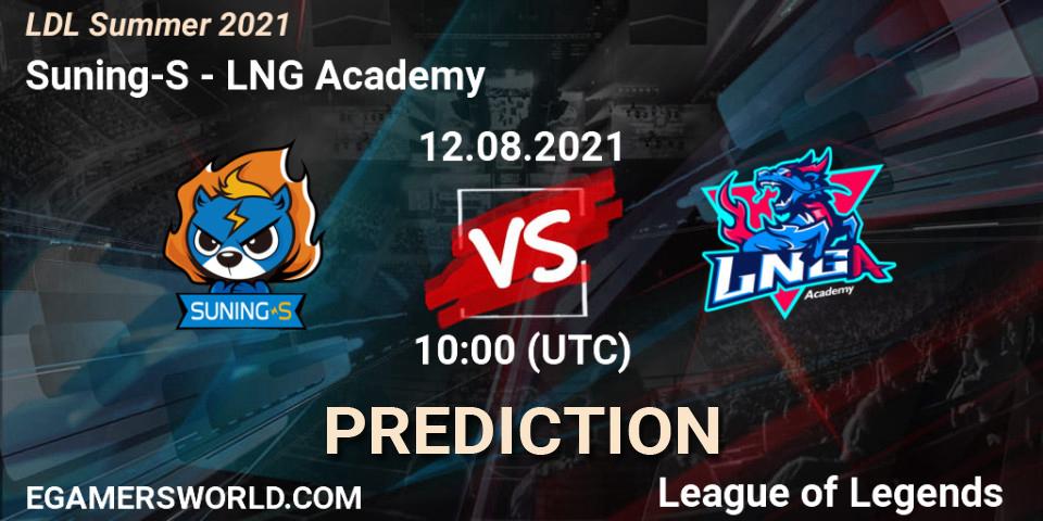 Suning-S - LNG Academy: прогноз. 12.08.21, LoL, LDL Summer 2021