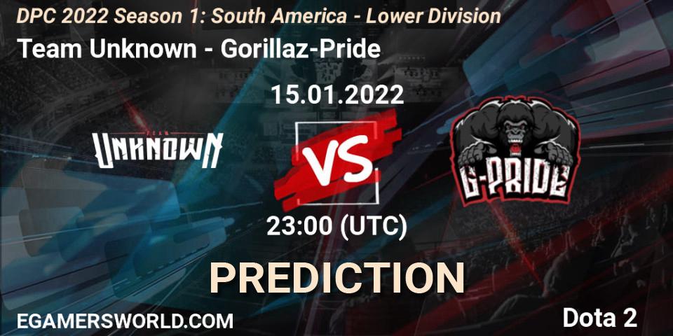 Team Unknown - Gorillaz-Pride: прогноз. 15.01.22, Dota 2, DPC 2022 Season 1: South America - Lower Division