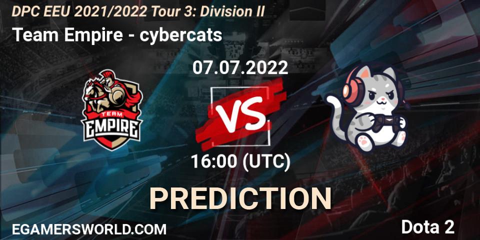 Team Empire - cybercats: прогноз. 07.07.22, Dota 2, DPC EEU 2021/2022 Tour 3: Division II