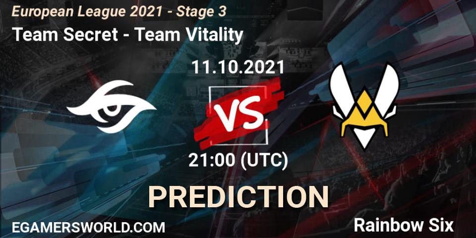 Team Secret - Team Vitality: прогноз. 11.10.21, Rainbow Six, European League 2021 - Stage 3
