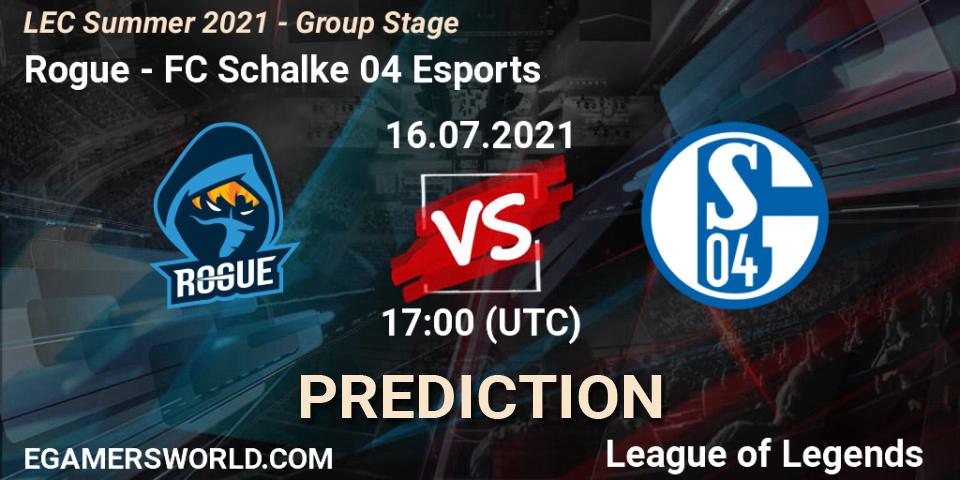 Rogue - FC Schalke 04 Esports: прогноз. 16.07.21, LoL, LEC Summer 2021 - Group Stage