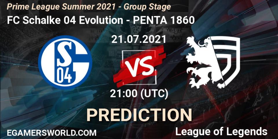 FC Schalke 04 Evolution - PENTA 1860: прогноз. 21.07.21, LoL, Prime League Summer 2021 - Group Stage