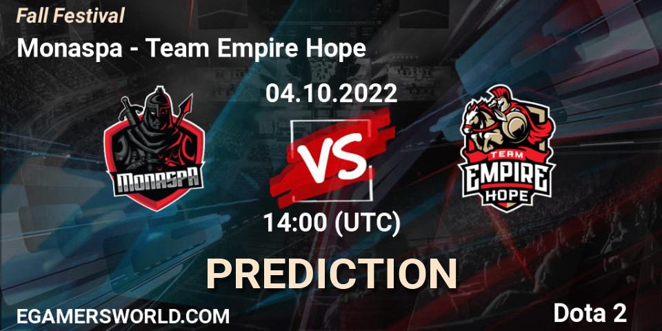 Monaspa - Team Empire Hope: прогноз. 04.10.22, Dota 2, Fall Festival