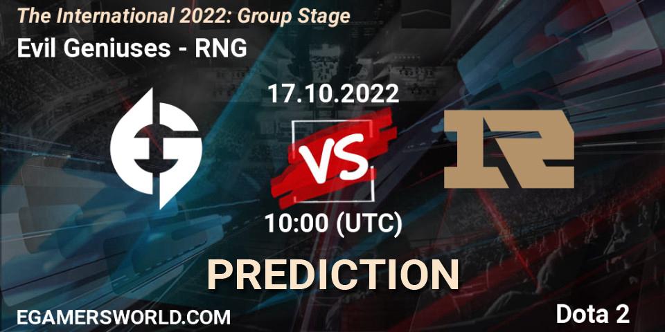 Evil Geniuses - RNG: прогноз. 17.10.22, Dota 2, The International 2022: Group Stage