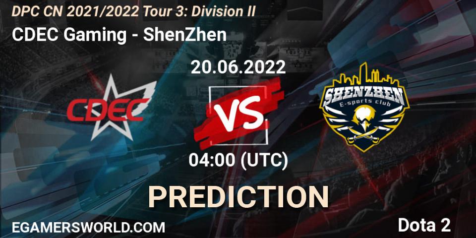CDEC Gaming - ShenZhen: прогноз. 20.06.22, Dota 2, DPC CN 2021/2022 Tour 3: Division II