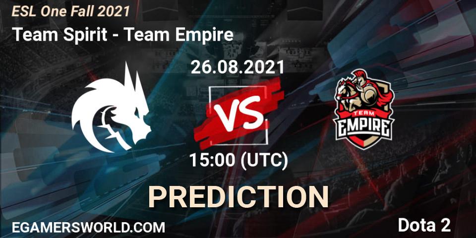 Team Spirit - Team Empire: прогноз. 26.08.21, Dota 2, ESL One Fall 2021