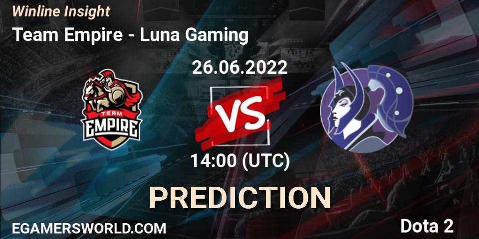Team Empire - Luna Gaming: прогноз. 26.06.22, Dota 2, Winline Insight