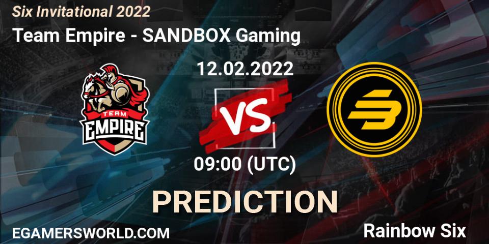 Team Empire - SANDBOX Gaming: прогноз. 12.02.22, Rainbow Six, Six Invitational 2022