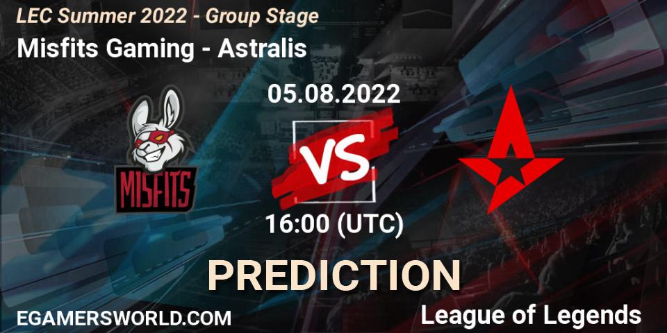 Misfits Gaming - Astralis: прогноз. 05.08.22, LoL, LEC Summer 2022 - Group Stage