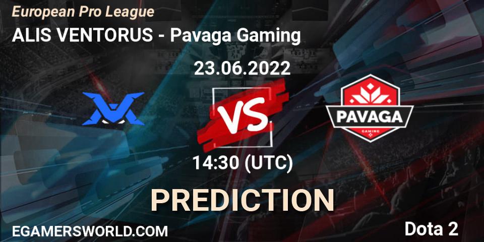 ALIS VENTORUS - Pavaga Gaming: прогноз. 23.06.22, Dota 2, European Pro League