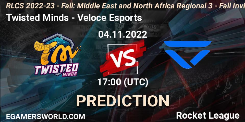 Twisted Minds - Veloce Esports: прогноз. 04.11.22, Rocket League, RLCS 2022-23 - Fall: Middle East and North Africa Regional 3 - Fall Invitational