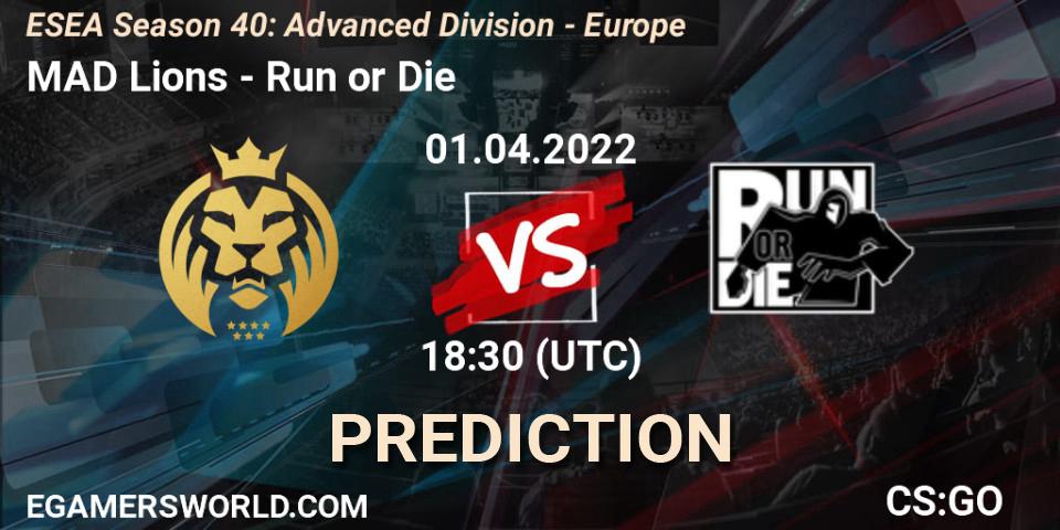 MAD Lions - Run or Die: прогноз. 01.04.22, CS2 (CS:GO), ESEA Season 40: Advanced Division - Europe
