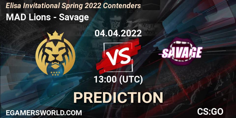 MAD Lions - Savage: прогноз. 04.04.22, CS2 (CS:GO), Elisa Invitational Spring 2022 Contenders