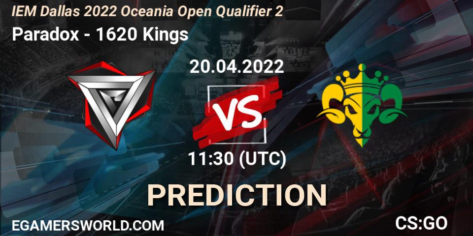 Paradox - 1620 Kings: прогноз. 20.04.22, CS2 (CS:GO), IEM Dallas 2022 Oceania Open Qualifier 2