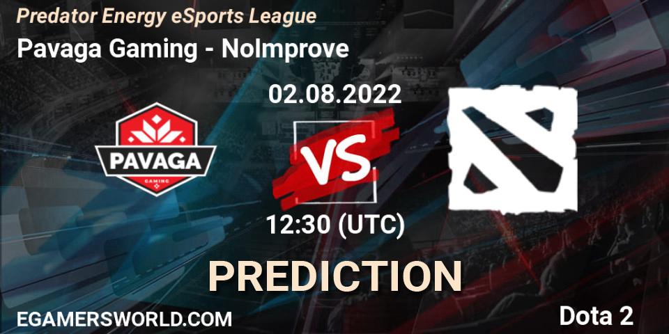 Pavaga Gaming - NoImprove: прогноз. 02.08.22, Dota 2, Predator Energy eSports League