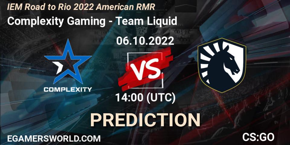 Complexity Gaming - Team Liquid: прогноз. 06.10.22, CS2 (CS:GO), IEM Road to Rio 2022 American RMR