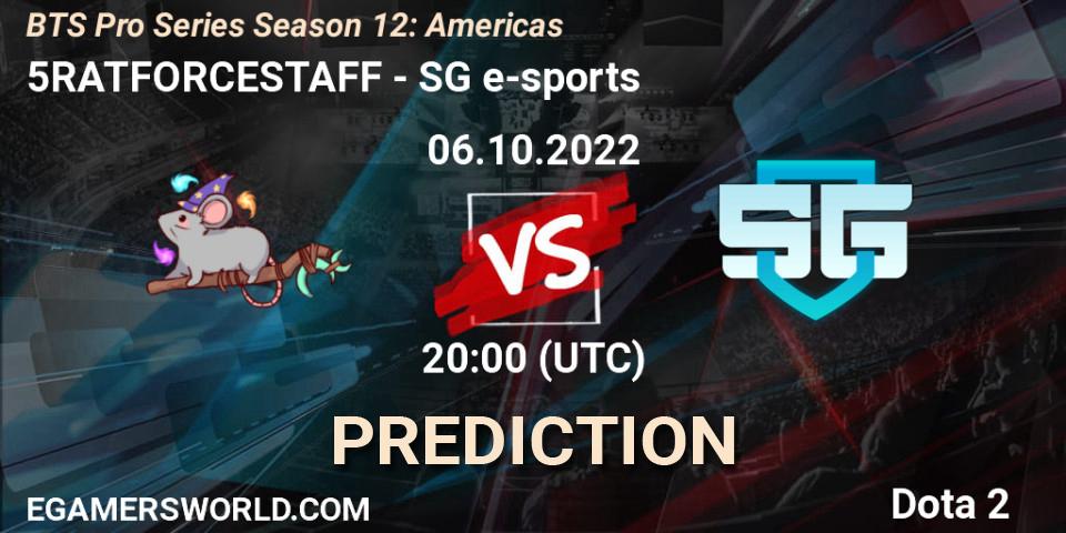 5RATFORCESTAFF - SG e-sports: прогноз. 06.10.22, Dota 2, BTS Pro Series Season 12: Americas