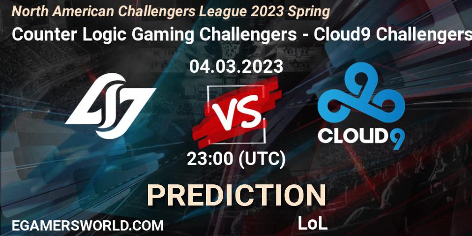 Counter Logic Gaming Challengers - Cloud9 Challengers: прогноз. 04.03.23, LoL, NACL 2023 Spring - Group Stage