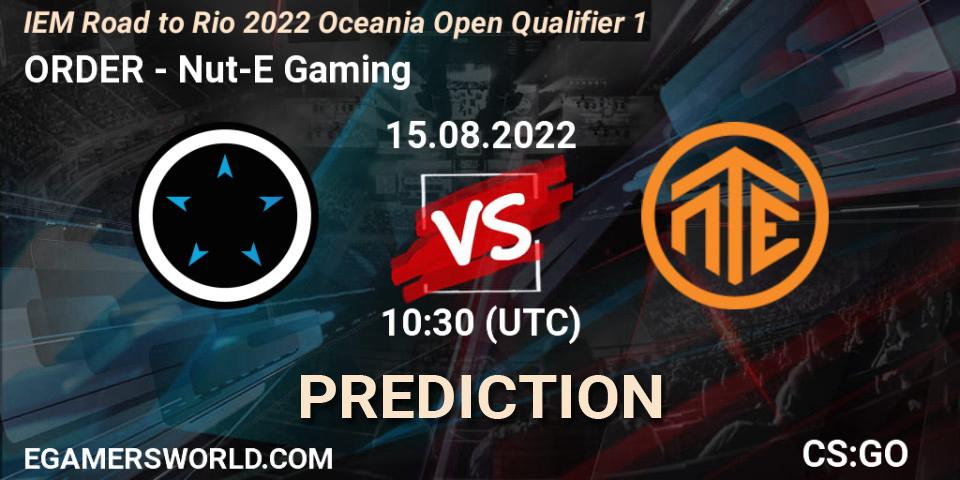 ORDER - Nut-E Gaming: прогноз. 15.08.22, CS2 (CS:GO), IEM Road to Rio 2022 Oceania Open Qualifier 1