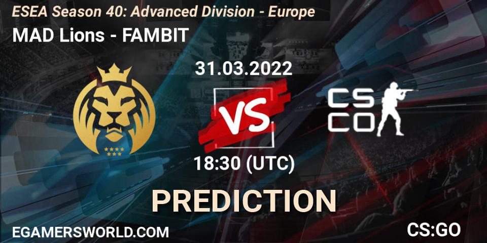 MAD Lions - FAMBIT: прогноз. 31.03.22, CS2 (CS:GO), ESEA Season 40: Advanced Division - Europe