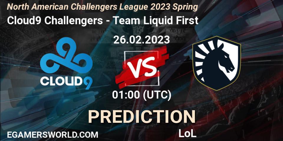 Cloud9 Challengers - Team Liquid First: прогноз. 26.02.23, LoL, NACL 2023 Spring - Group Stage