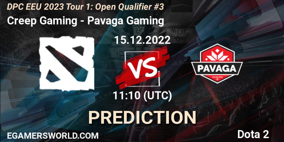 Creep Gaming - Pavaga Gaming: прогноз. 15.12.22, Dota 2, DPC EEU 2023 Tour 1: Open Qualifier #3