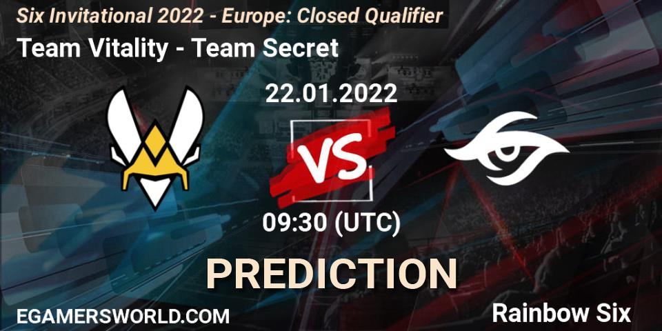 Team Vitality - Team Secret: прогноз. 22.01.22, Rainbow Six, Six Invitational 2022 - Europe: Closed Qualifier