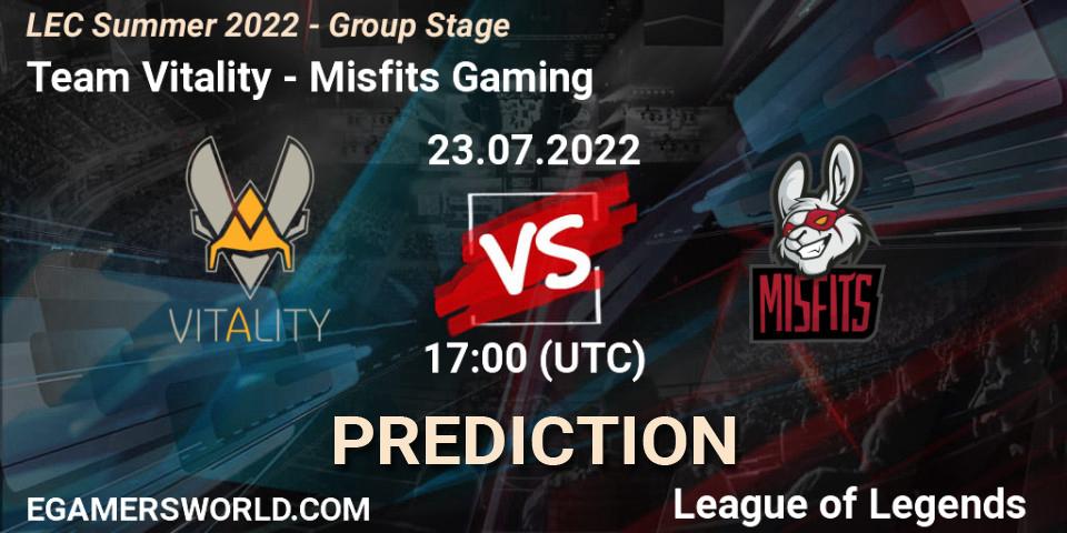 Team Vitality - Misfits Gaming: прогноз. 23.07.22, LoL, LEC Summer 2022 - Group Stage