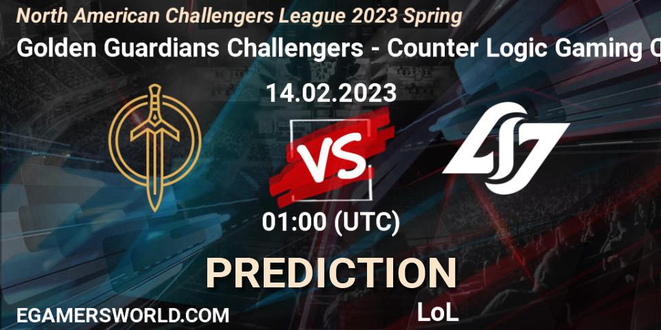Golden Guardians Challengers - Counter Logic Gaming Challengers: прогноз. 14.02.23, LoL, NACL 2023 Spring - Group Stage