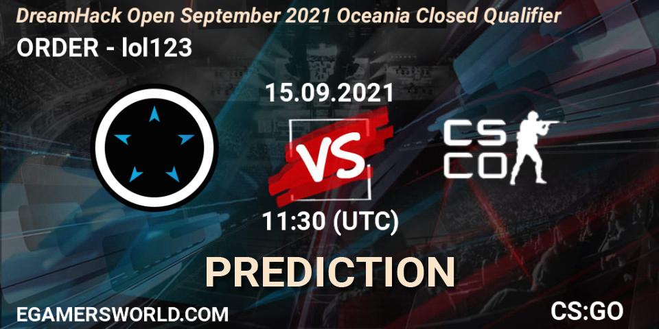 ORDER - lol123: прогноз. 15.09.21, CS2 (CS:GO), DreamHack Open September 2021 Oceania Closed Qualifier