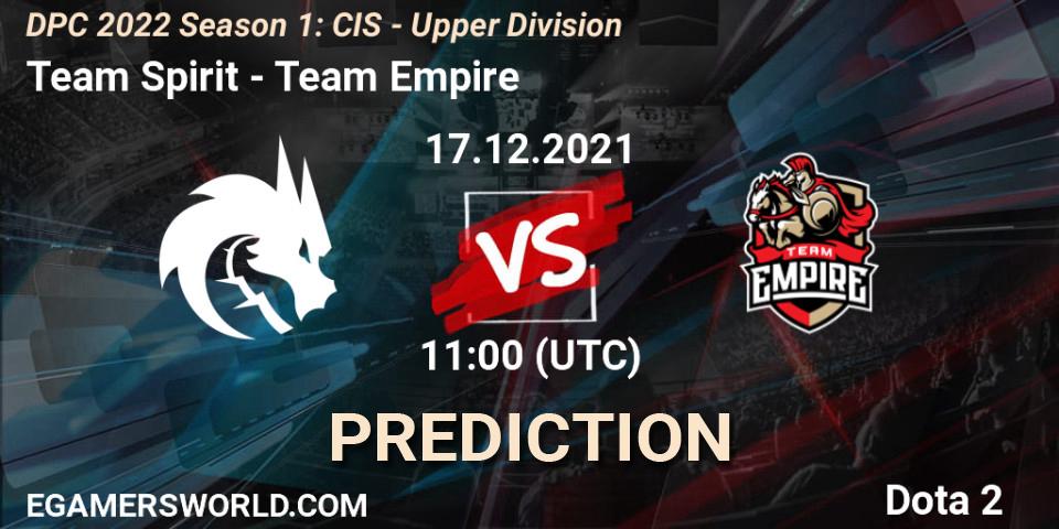 Team Spirit - Team Empire: прогноз. 17.12.21, Dota 2, DPC 2022 Season 1: CIS - Upper Division