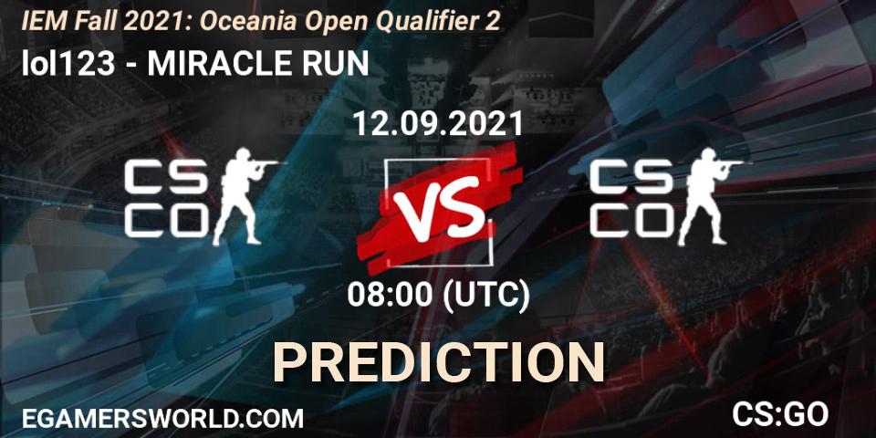 lol123 - MIRACLE RUN: прогноз. 12.09.21, CS2 (CS:GO), IEM Fall 2021: Oceania Open Qualifier 2