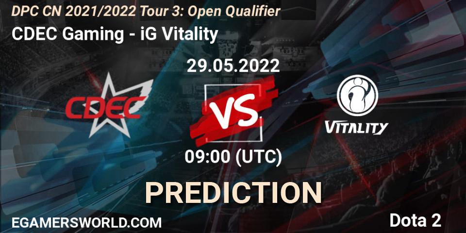 CDEC Gaming - iG Vitality: прогноз. 29.05.22, Dota 2, DPC CN 2021/2022 Tour 3: Open Qualifier