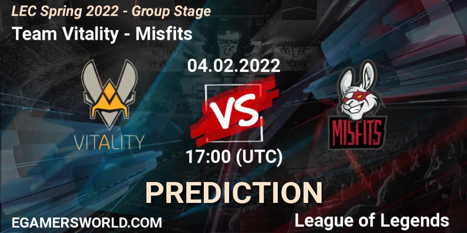 Team Vitality - Misfits: прогноз. 04.02.22, LoL, LEC Spring 2022 - Group Stage
