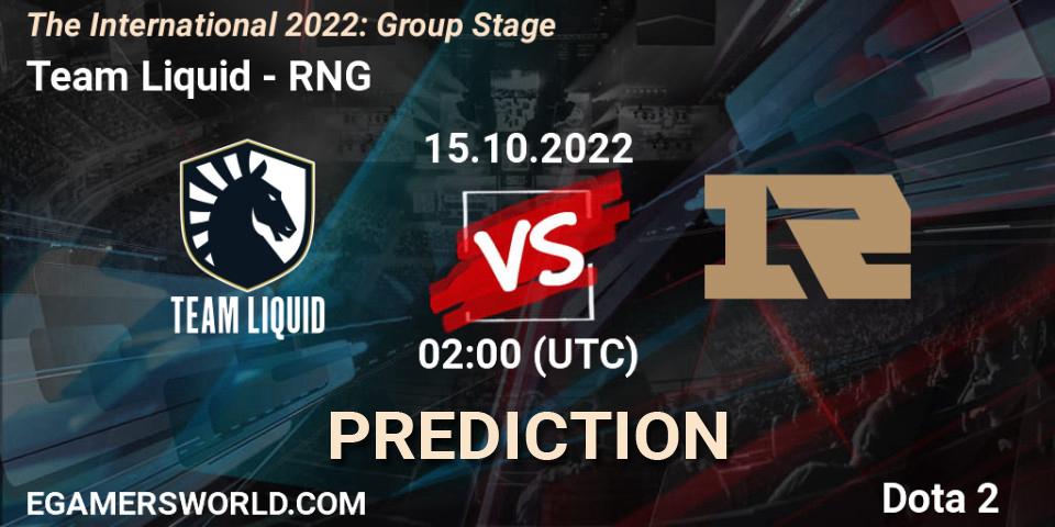 Team Liquid - RNG: прогноз. 15.10.22, Dota 2, The International 2022: Group Stage