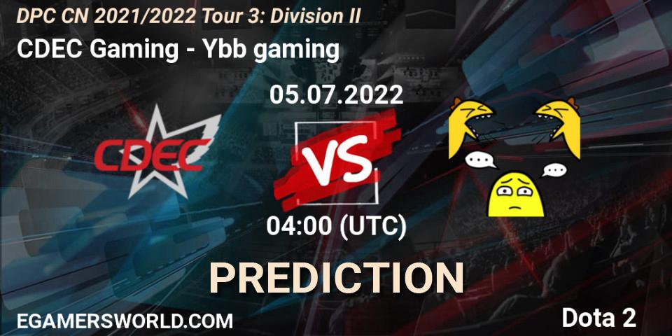 CDEC Gaming - Ybb gaming: прогноз. 05.07.22, Dota 2, DPC CN 2021/2022 Tour 3: Division II
