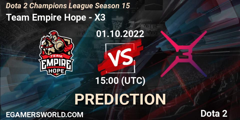 Team Empire Hope - X3: прогноз. 01.10.22, Dota 2, Dota 2 Champions League Season 15
