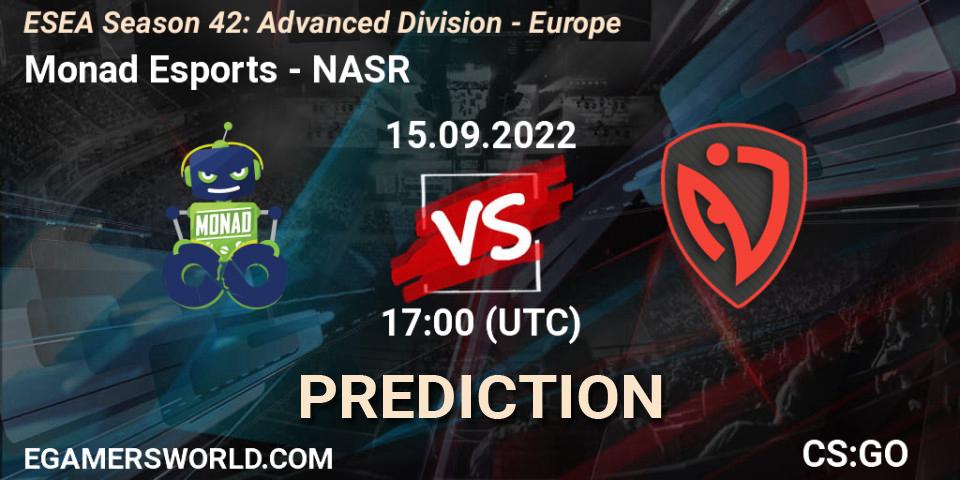 Monad Esports - NASR: прогноз. 15.09.22, CS2 (CS:GO), ESEA Season 42: Advanced Division - Europe