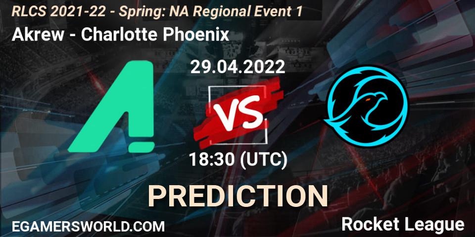 Akrew - Charlotte Phoenix: прогноз. 29.04.22, Rocket League, RLCS 2021-22 - Spring: NA Regional Event 1