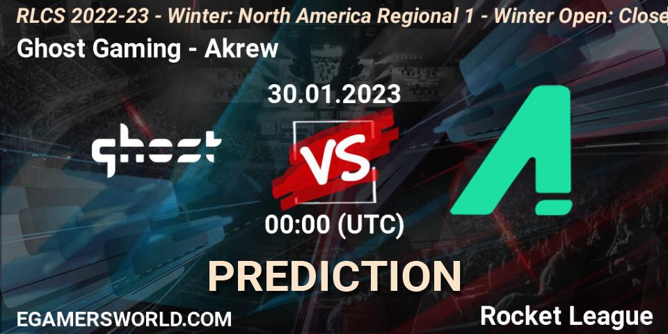Ghost Gaming - Akrew: прогноз. 30.01.23, Rocket League, RLCS 2022-23 - Winter: North America Regional 1 - Winter Open: Closed Qualifier