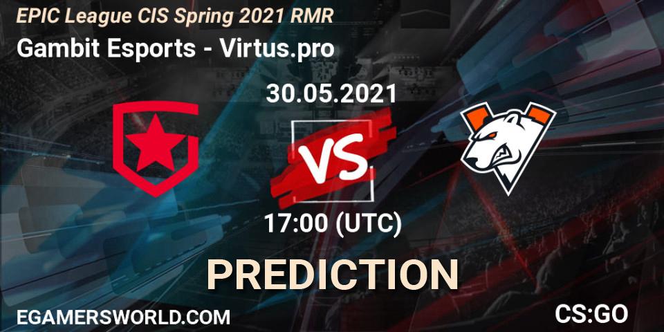 Gambit Esports - Virtus.pro: прогноз. 30.05.21, CS2 (CS:GO), EPIC League CIS Spring 2021 RMR