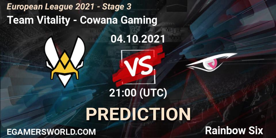 Team Vitality - Cowana Gaming: прогноз. 04.10.21, Rainbow Six, European League 2021 - Stage 3