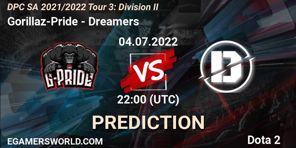 Gorillaz-Pride - Dreamers: прогноз. 04.07.22, Dota 2, DPC SA 2021/2022 Tour 3: Division II