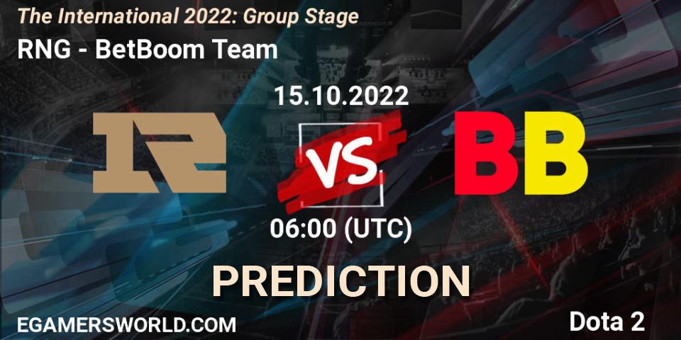 RNG - BetBoom Team: прогноз. 15.10.22, Dota 2, The International 2022: Group Stage