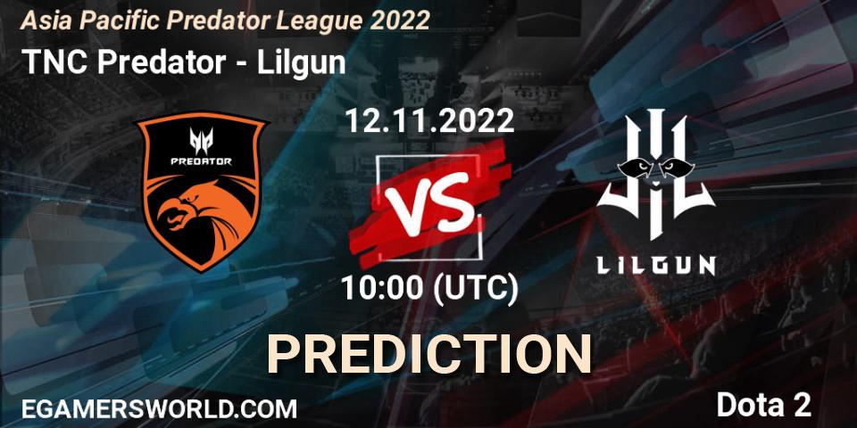 TNC Predator - Lilgun: прогноз. 12.11.22, Dota 2, Asia Pacific Predator League 2022