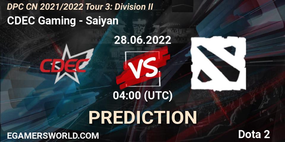 CDEC Gaming - Saiyan: прогноз. 28.06.22, Dota 2, DPC CN 2021/2022 Tour 3: Division II