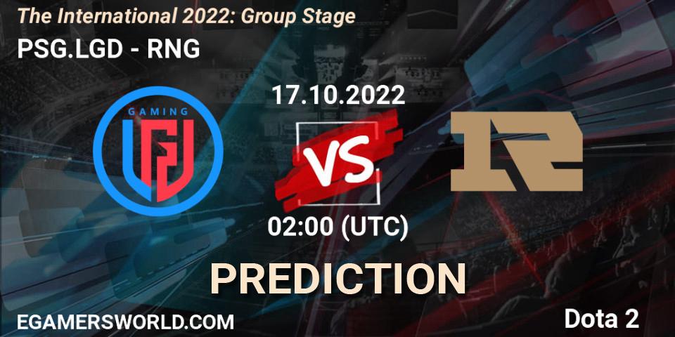 PSG.LGD - RNG: прогноз. 17.10.22, Dota 2, The International 2022: Group Stage