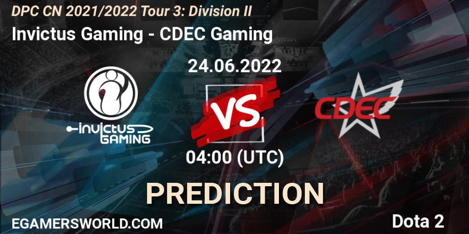 Invictus Gaming - CDEC Gaming: прогноз. 24.06.22, Dota 2, DPC CN 2021/2022 Tour 3: Division II